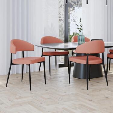 Imagem de Conjunto 2 Cadeiras De Jantar Revestimento Sintético Bless Estr. Preta Courino Marte Terra Rosê