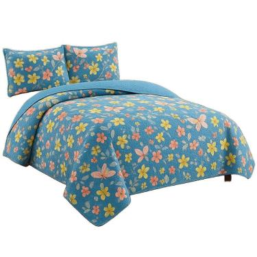 Imagem de Kit Cobre Leito Colcha Queen Boutik Dupla Face - Estampa 22 - 100% Poliéster