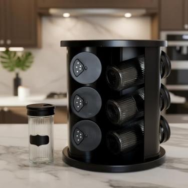 Imagem de Porta Tempero Base Giratória com 9 Potes Vidro para Condimentos