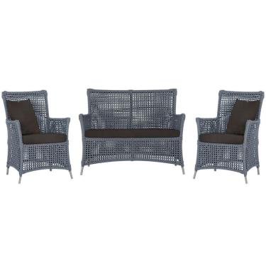 Imagem de Jogo Sofá E 2 Poltronas Igapó Alumínio Fendi E9 Trama Prata