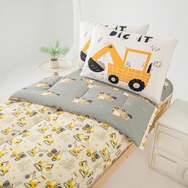 Imagem de Dearller Roupa de cama solteiro para meninos, caminhão, veículo, carro, edredom para meninos, solteiro, tudo em um, com zíper e crianças