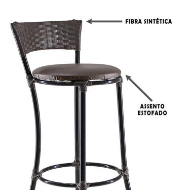 Imagem de Jogo Com 4 Banquetas Altas Forts Fibra Uv Bancada, área Goumert, Bar, Piscina, Balcão, Floral Marrom