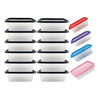 Imagem de 2X Kit 10 Potes 1 Litro Marmita Fitness Freezer Microondas