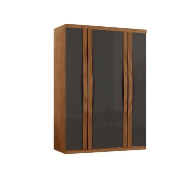 Imagem de Guarda Roupa Solteiro Dunas Mdf 4 Portas E 2 Gavetas Moderna Naturalle Grafite