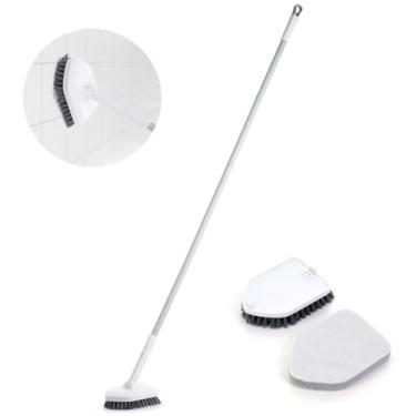 Imagem de Esfregador de azulejos com alça extensível, banheira e limpador de banheiro 1 5 cm, limpeza de ferramentas de banho giratório de 180 graus longo