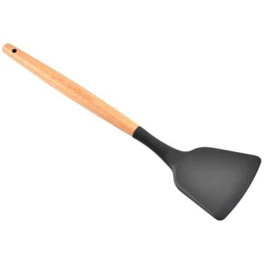 Imagem de LUMINFLY Espátula de cozinha de silicone com cabo de madeira, espátula antiaderente resistente ao calor