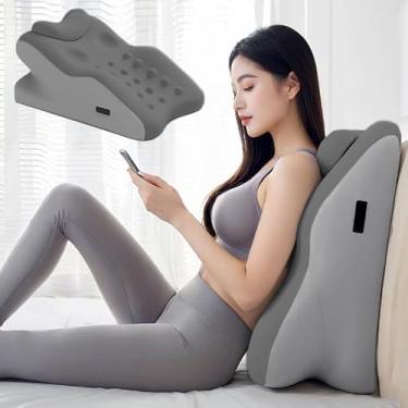 Imagem de Almofadas de cunha para casais, almofadas de costas, almofadas lombares, molduras de cama, almofadas de maternidade para sentar na cama, almofadas de leitura, novo 2025 com ponto de massagem (cinza