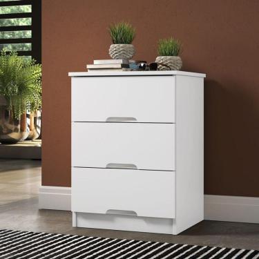 Imagem de Mesa De Cabeceira Com 3 Gavetas - Londres-branco - Móveis Europa