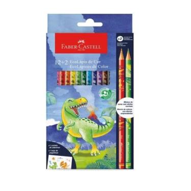 Imagem de Lápis De Cor Dinossauro 12 Cores Com Mais 2 Exclusivos Faber-Castell