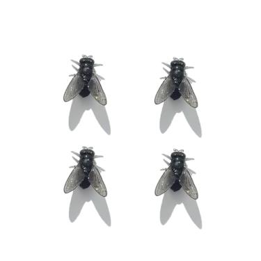 Imagem de Brincos de mosca realistas, mini brincos personalizados de simulação de mosca preta, brincadeira, simulação, presente abstrato, acessório de fantasia de Halloween para mulheres e homens, Resina, Sem
