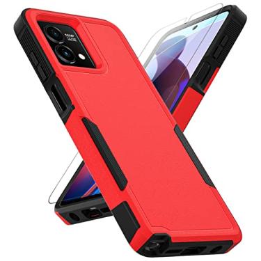 Imagem de Capa para Moto G Stylus 5G 2023: Capa protetora de camada dupla para celular resistente à prova de choque com protetor de tela - amortecedor de proteção militar resistente - Motorola Moto G Stylus 5G 2023, vermelho