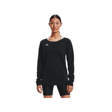 Imagem de Under Armour Camiseta feminina Hustle Fleece gola redonda, preta (001)/branca, PP