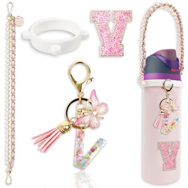 Imagem de Acessórios de letras para garrafas de água Owala – 680 g 947 g 1,134 g, com charmoso pingente inicial e alça de alça, compatível com Free Sip, copo de café, Owala Kids, Sway, Stanley Cup Accessories