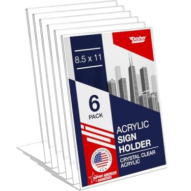 Imagem de Suporte de placa de acrílico 21 x 28, suportes de exibição de acrílico inclinados para trás, suporte de panfleto para escritório, suporte de menu de papel, suportes de placa de mesa, suporte de