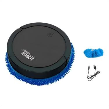 Imagem de Robô De Limpeza Limpa Casa Automático Passa Pano Recarregável Eficiente Varre Aspira Facil Uso Preto Limpador Autonomia