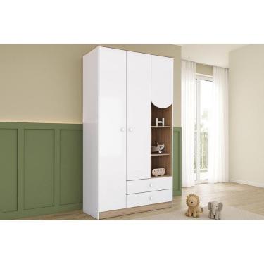Imagem de Guarda Roupa Infantil 3 Portas E 2 Gavetas Magia Branco/jequitiba - Henn