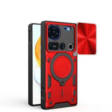 Imagem de Capa compatível com ZTE Nubia Z70 Ultra, com capa de lente de câmera deslizante compatível com ZTE Nubia Z70 Ultra NX733J NX736J capa protetora vermelha