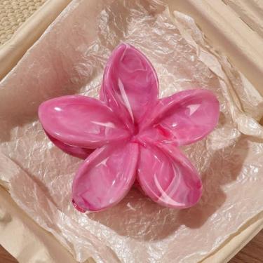 Imagem de Grampos de cabelo de flores para mulheres - Clipes Plumeria grandes para cabelo grosso fino médio fino, acessórios de cabelo bonitos da moda para fixação forte, perfeitos para o verão e praia, cor