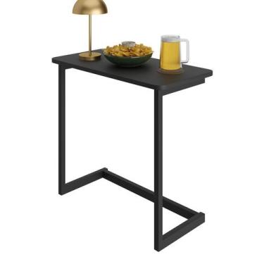 Imagem de Mesa De Apoio Sofa Sala Canto Luxo Preta - Fino Inox