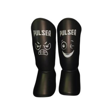 Imagem de Par Caneleira PU Infantil Pulser Muay Thai Kickboxing (Preto)