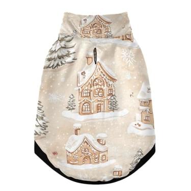Imagem de SEHANY Casaco de Natal de gengibre para cães pequenos, superquente à prova de vento, jaqueta de inverno macia e aconchegante para animais de estimação para clima frio na neve com coleira para animais