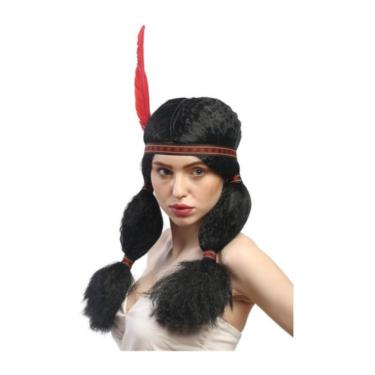 Imagem de Fantasia Peruca De Índia Com Faixa E Pena Cosplay Festas