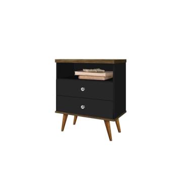 Imagem de Mesa de Cabeceira Status 2 Gavetas - JM3 Moveis (Preto/Jequitibá)