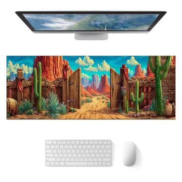 Imagem de HOMETITUTE Mouse Pad Gaming Mousepad 81,5 x 11,8 polegadas Western Desert Gate Oeste Arte Diatomita Teclado Grande Tapete de Mesa XL Mouse Pad para Casa e Escritório Acessórios de Mesa