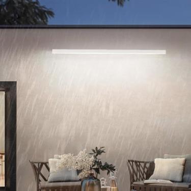 Imagem de GZZBMY Lâmpada de parede LED Externa IP65 à prova d'água Arandelas de alumínio Moderno Minimalista Longo Jardim Iluminação de Parede Interior/Exterior para Escada Corredor Terraço Varanda (Luz Branca
