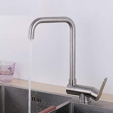 Imagem de LMJYU Torneira de lavatório de acessórios de banheiro, torneira de aço inoxidável 304 quente e fria torneira de janela interior de casa torneira de cozinha de pia curta, B, A