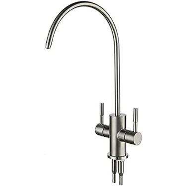 Imagem de Torneira de filtro de água potável 360 rotação de osmose reversa torneira de pia serve para sistemas de filtro de água potável - escovado, preto