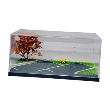 Imagem de Dynwave Vitrine para exibição de modelo de veículo em escala 1/64 com vidro artificial e cobertura transparente com desenho de árvore em estacionamento duplo.