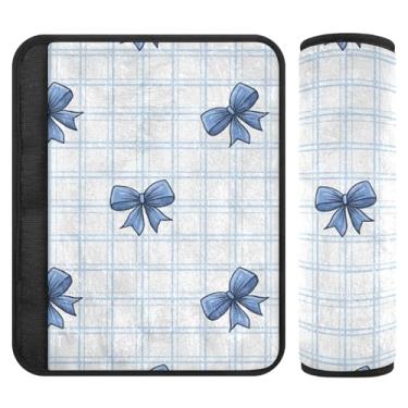 Imagem de Burbuja Capa para cinto de segurança de carro xadrez com laço protetor de cinto de segurança macio confortável para alça de ombro de assento, 1 par médio