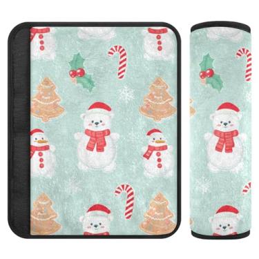 Imagem de Burbuja Capa para cinto de segurança de carro Snowmen Tree Protetor de cinto de segurança de carro macio confortável para alça de ombro de assento, 1 par médio