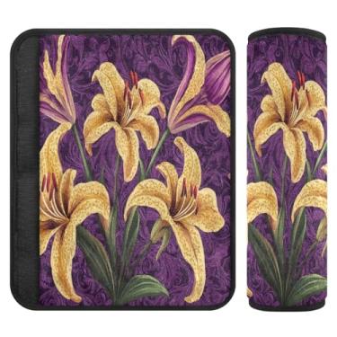 Imagem de Burbuja Capa para cinto de segurança de carro Mardi Gras Fleur-de-lis Protetor de cinto de segurança de carro macio confortável para alça de ombro de assento de carro, 1 par médio