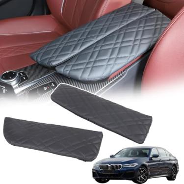 Imagem de Sekhyna Capa de apoio de braço para console central de carro compatível com BMW Série 5 G30 2018-2023, almofada de proteção de almofada de espuma de memória de couro, 2 peças, capa para console