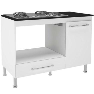 Imagem de Balcão para Cooktop 1 Porta Indékes com Tampo, Branco 105 cm - INDEKES