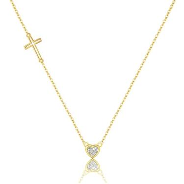 Imagem de Eesphy Colares de cruz para mulheres, pingente cristão de cura banhado a ouro 18K, presente de fé para ela em um dia especial, Banhado a ouro, Sem Pedra Preciosa