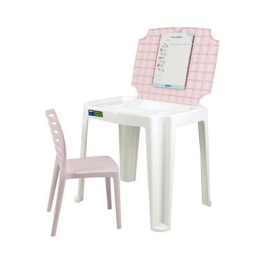 Imagem de Conjunto de 1 mesa e 1 cadeira plasticas infantil rosa - Tramontina
