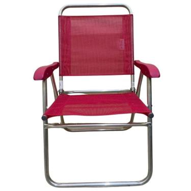 Imagem de Cadeira De Praia Alta Sanete Encosto Alto Aluminio Ronchetti Rosa