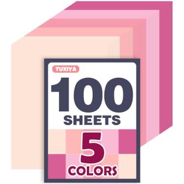 Imagem de 100 folhas de papelão colorido de 21,6 x 28 cm, 5 cores rosas, sortidas, papel para impressão, confecção de cartões, artesanato DIY, material escolar, decorações de festa (180 g/m²/29,5 kg)