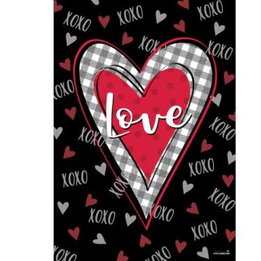 Imagem de Briarwood Lane Bandeira de casa de coração xadrez