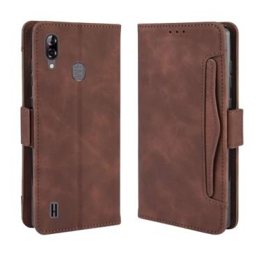 Imagem de Capa para Blackview A60,Retro magnético Flip Case,Design de carteira de couro PU com slots de cartão removíveis -Brown