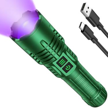 Imagem de Hoxida Poderosas lanternas de luz negra para detecção de urina de animais de estimação, luz negra UV e lanterna de alto lúmens, recarregável, à prova d'água, lanterna tática de LED UV para cura de