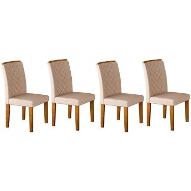 Imagem de Kit 4 Cadeiras Sala Jantar Jade 4 Un Imbuia Capuccino Suede Creme Rufato