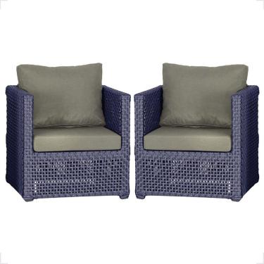 Imagem de 2 Poltronas Madri Alumínio Corda Náutica Estofado 8 Trama Azul