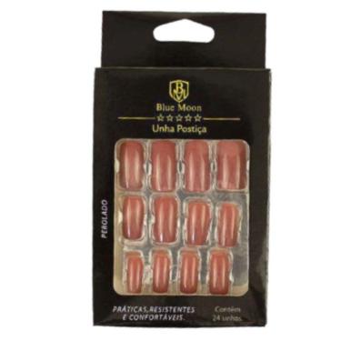 Imagem de Blue Moon Unhas Postiças Avelã Autocolantes Tamanho Médio (24 Unidades)