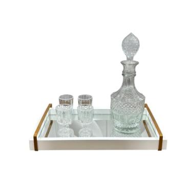 Imagem de Bandeja Decorativa Cantinho Do Café Espelhada Com Alça 40x23 (BRANCA)