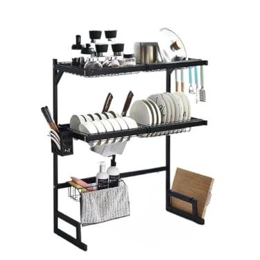 Imagem de Dupla camada Escorredor De Louças Organizador Aço Inoxidável Com Porta Copos e Porta Talher Para Pia(63cm Dupla camada)