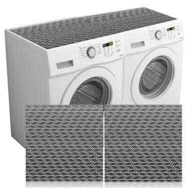 Imagem de Teenyyou 2 peças de capas de lavadora e secadora tapete protetor de topo antiderrapante capa de máquina de lavar à prova de poeira secagem rápida almofada protetora contra poeira para lavanderia